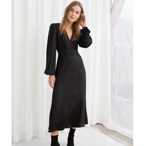 & Other Stories jacquard midi black dress size 8